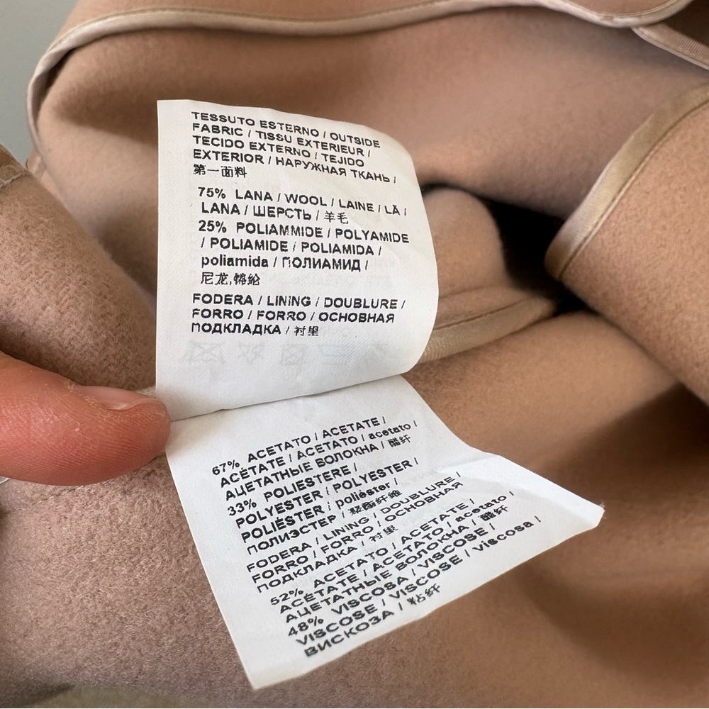 Pinko Wool Blend Coat Blush Pink‎ Womens Sz 2 Tie Waist - Picture 12 of 16